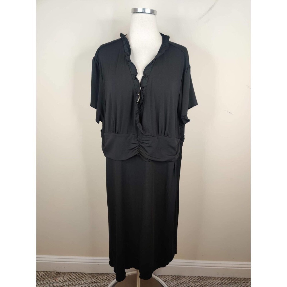Silhouettes‎ Ruffled Dress Stretch Jersey Knit Hi Low Short Sleeve